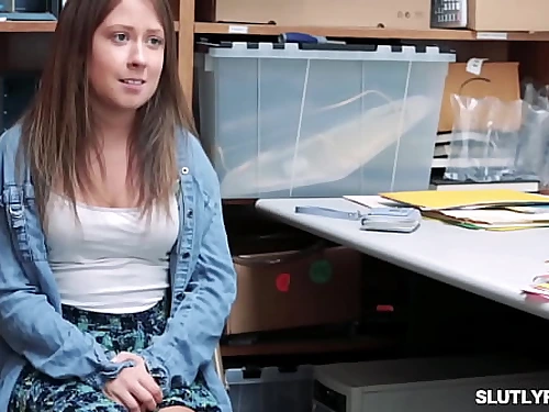Shoplifter teenager Angeline opens up broad open and gets nailed