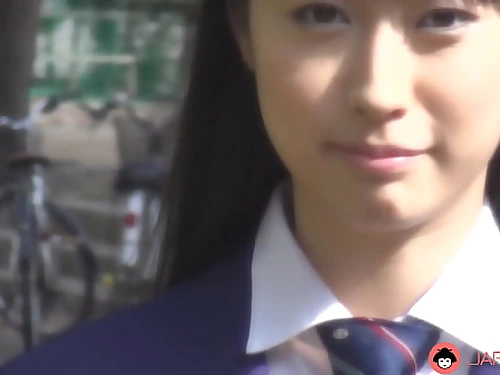 Tomomi Motozawa in college uniform inhales a classmate