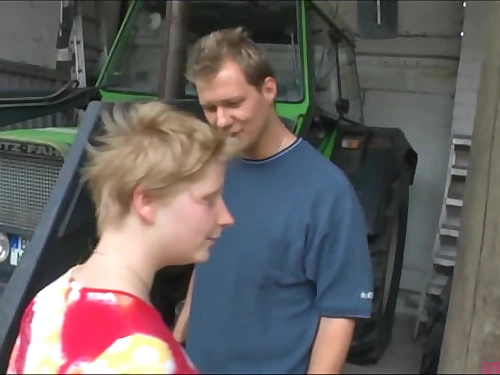 Gross round light-haired garage boss ravage her employee, licking his jizm