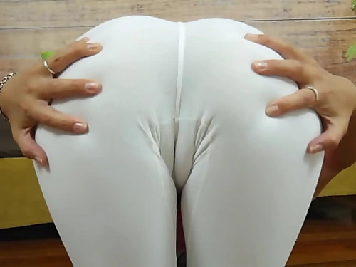 Beautiful Puffy Cameltoe On Diminutive Body! Taut Milky Leggings!