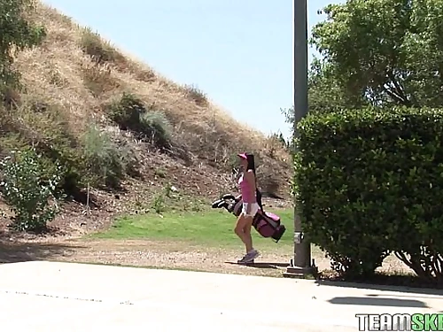 brown-haired nymph with bigtits plowed rock hard after golfing