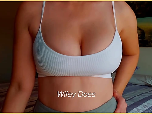 Cougar steaming lingerie. Monstrous tits in milky sports bra